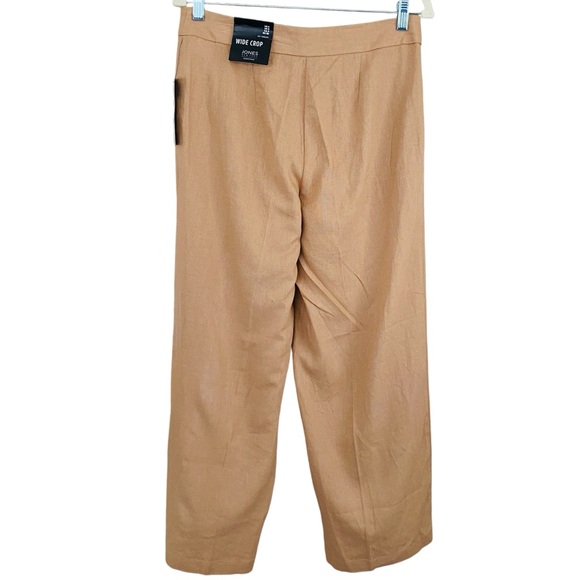 Jones New York NWT Praline Tan Linen Blend Wide Leg Crop Pant Size 4 - Picture 5 of 8